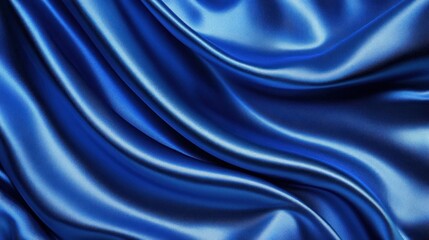Fototapeta premium Flowing blue satin cloth presents elegant and graceful aesthetic qualities