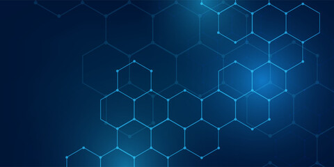 Abstract blue technology hexagonal background