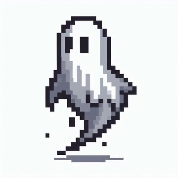 Pixel Ghost Illustration with Shading Suitable for Multimedia Project