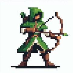 Obraz premium Pixelated Forest Archer Character suitable for multimedia project