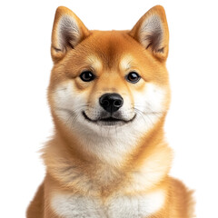 Adorable Shiba Inu Dog with Perked Ears and Fluffy Tail Isolated on Transparent Background