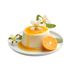 Orange Blossom Panna Cotta Isolated on Transparent Background