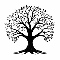 Tree Branch Leaves Roots Illustration. Organic Design for Nature and Environment Silhouette Art