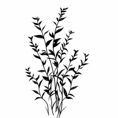 Naklejka premium Black and White Botanical Vector Illustration: Nature's Silhouetted Floral Design for Eco-Friendly Decor