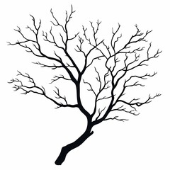 Obraz premium Artistic Black Silhouette Tree with Bare Branches for Nature Illustration and Minimalist Home Decor