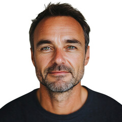 Fototapeta premium A Man with a Compassionate Expression and Beard Isolated on Transparent Background