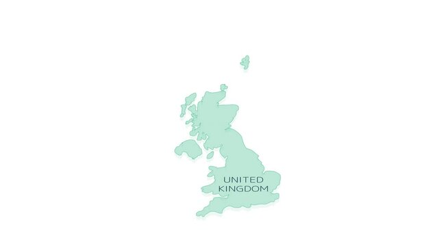 Animated geographic infographic element - map of the United Kingdom