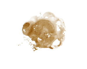 Abstract Coffee Stain: Organic Brown Blotch on White