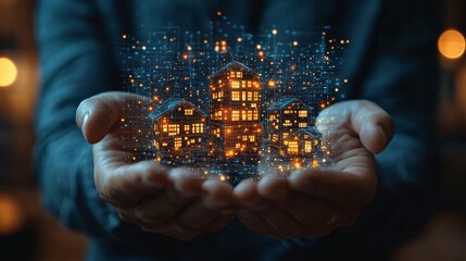Obraz premium Futuristic design of urban housing innovative digital visualization for modern architecture