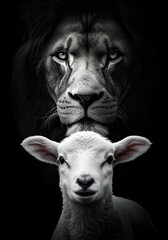 Fototapeta premium The Lion and the Lamb – Crowned for Sacrifice and Glory