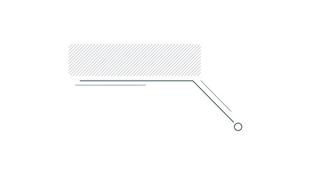 Animated infographic element - striped callout box with slanted line below
