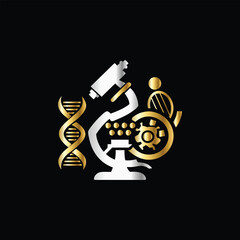 Laboratory logo template. Chemical laboratory logo. Vector illustration on black background.