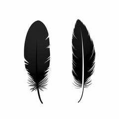 Elegant Black Feather Illustration: Minimalist & Ornamental Nature-Inspired Vector Art for Stylish Graphic and Textile Design