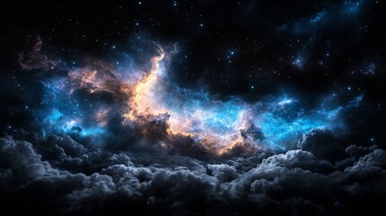 Obraz premium Cosmic nebula exploration outer space digital art stellar environment celestial viewpoint astronomical concept