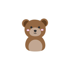 Adorable Brown Bear Cub Illustration, Simple Flat Design