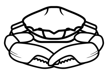 icon of a crab viewed from the front with large claws crossed at the center.