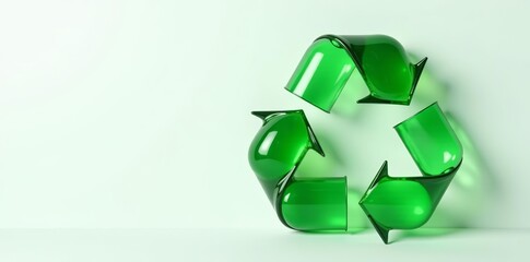 Green recycling symbol made from plastic bottles, eco-friendly concept, sign, white