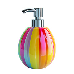 Obraz premium Rainbow Striped Soap Dispenser with Metallic Pump