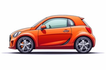 Naklejka premium Urban Smart Car: Stylish Orange Compact Car for Modern City Driving | Fuel Efficient & Economical Vehicle with Trendy Design