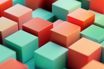 Obraz premium Abstract colorful cubes composition Minimalistic geometric background with vibrant colors