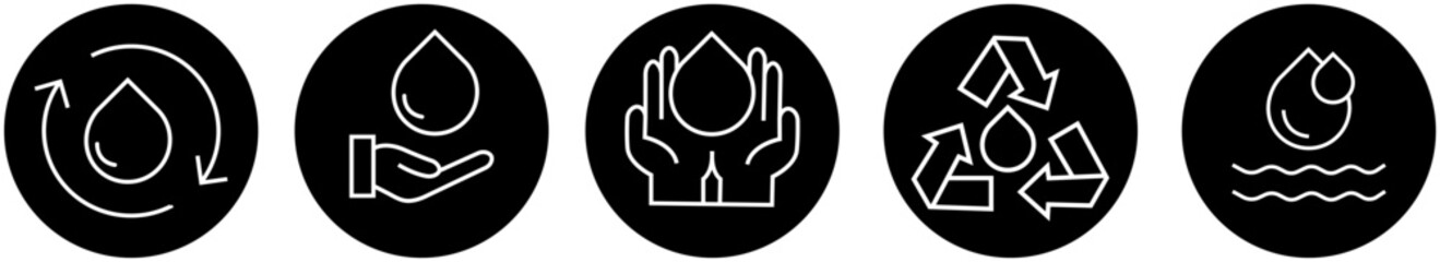 Water drop held by two hands icon – total wellness, hydration protection, eco-friendly balance theme with transparent background.