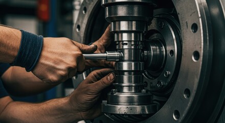 Mechanic adjusting a high-precision part