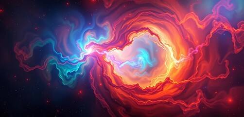 Swirling nebula of vibrant hues, ethereal glow, cosmic textures, graphic, space