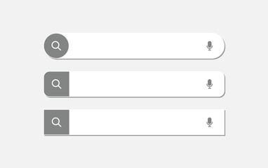 Search here. Search bar for ui. Search bar vector icons in flat design, isolated on transparent background. Vector illustration