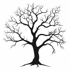 Obraz premium Minimalist Black Silhouette of a Bare Tree: Nature's Artistic Emblem