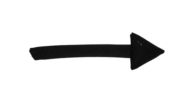 Seta preta desenhada com marcador, isolada em um fundo transparente. Black arrow icon, hand-drawn with a marker, isolated on a transparent background, PNG ou svg