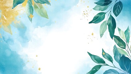 Delicate teal and gold floral design