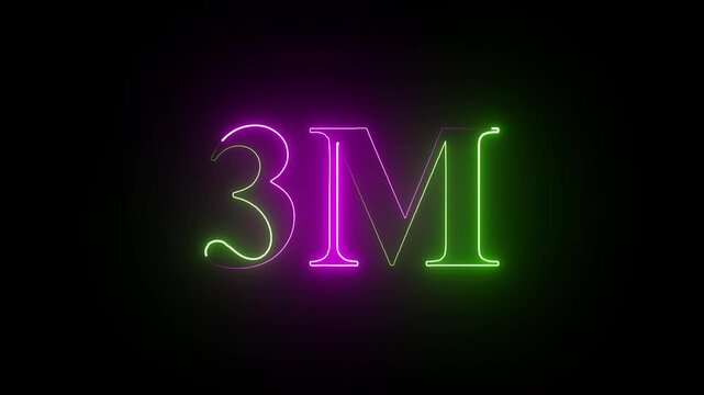 Neon a vibrant purple design with the text "3M FOLLOWERS." The letters are stylized and illuminated, conveying a celebratory tone.
