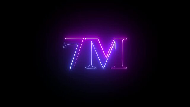 Neon a vibrant purple design with the text "7M FOLLOWERS." The letters are stylized and illuminated, conveying a celebratory tone.