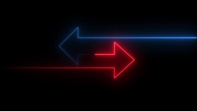 abstract neon arrow icon animation .glowing neon mask double arrow animation .
