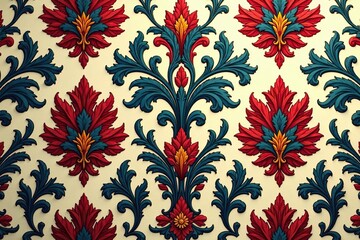 Large-scale repeating damask, stylized acanthus leaves and scrolls , gold, decor