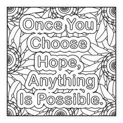 Easy Cozy Stress Relief Quotes Coloring pages for adults. vector illustration of an abstract background