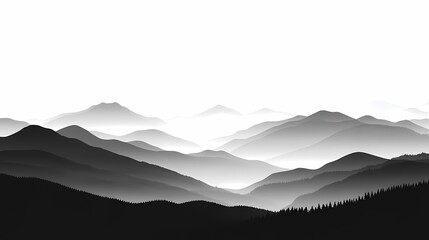 Serene Black and White Mountainous Landscape: Tranquil Pacific Northwest Adventure Photography