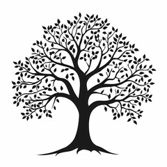 Abstract Tree Silhouette: Organic Vector Design with Leafy Branches for Eco-Friendly Artwork