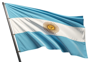 argentine flag  isolated on transparent background, 3d rendering - generatde by ai