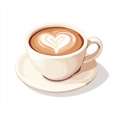 Latte art coffee cup