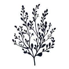 Elegant Black Botanical Silhouette: Hand-Drawn Nature Illustration with Organic Foliage and Modern Tropical Design