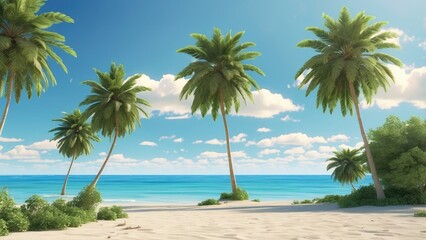 Obraz premium A serene beach scene with white sand, gentle waves