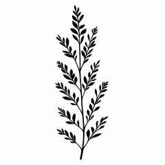Obraz premium Botanical Art Silhouette: Decorative Leafy Branch Illustration for Eco-Friendly Wall Art and Home Decor