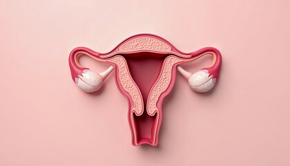 3D cross-section of the uterus showing the endometrium