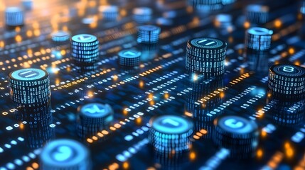 Abstract Illustration Showing Digital Data Connected In Futuristic Electronic Circuitry