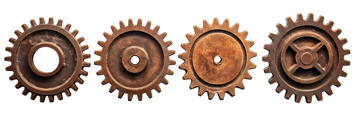 Rusty Cog Wheels on transparent background