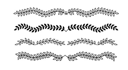 Obraz premium Leaf Divider Borders Set – Hand Drawn Botanical Elements
