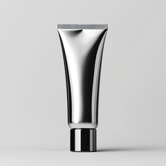 sleek cosmetic tube with shiny metallic finish is perfect for showcasing beauty products and enhancing your skincare routine