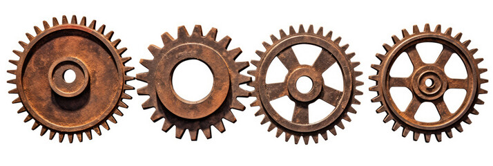 Rusty Cog Wheels on transparent background