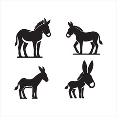 Donkey  silhouettes set